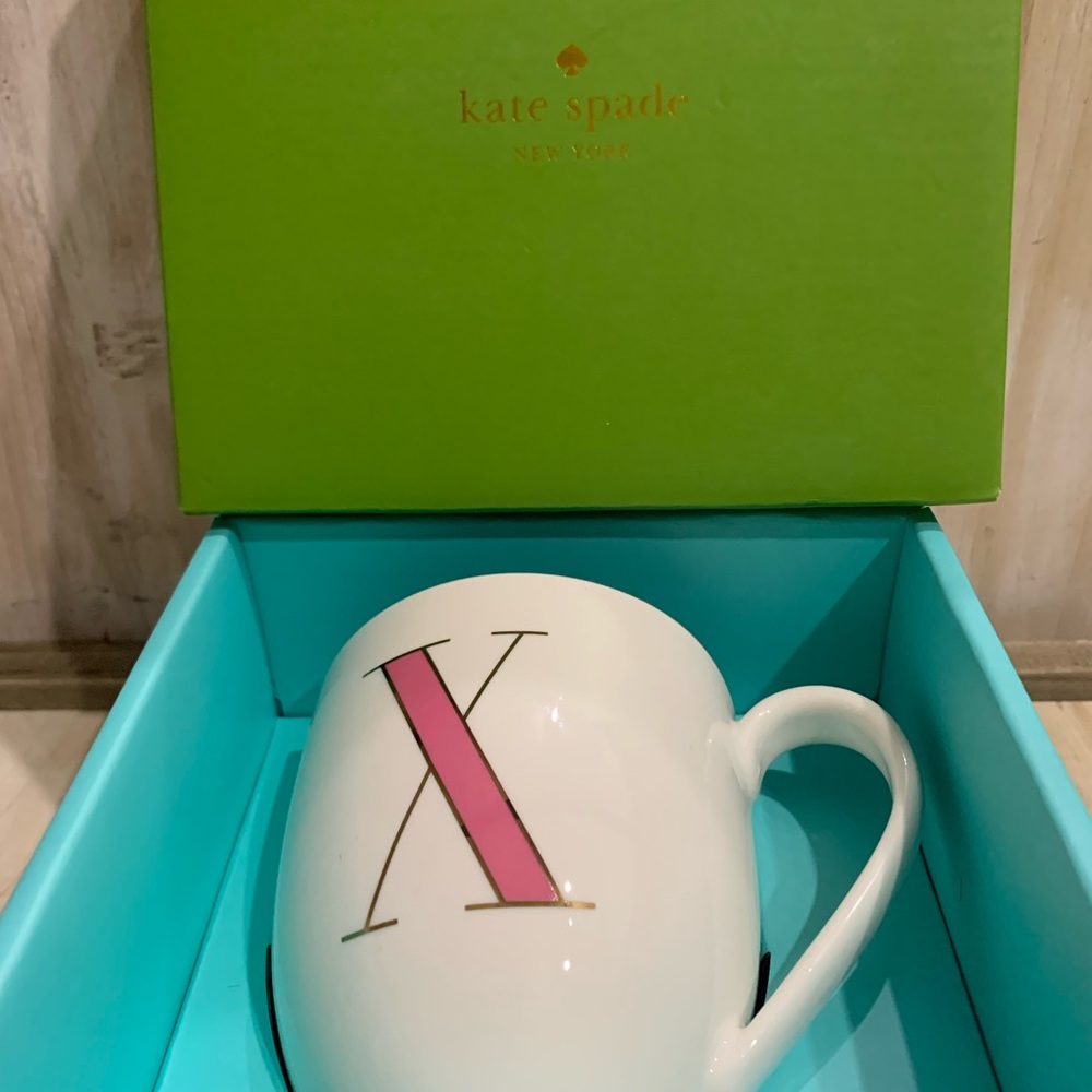 Beautiful Kate Spade Lenox “ It’s Personal “ Monogram Initial X in Pink & Gold